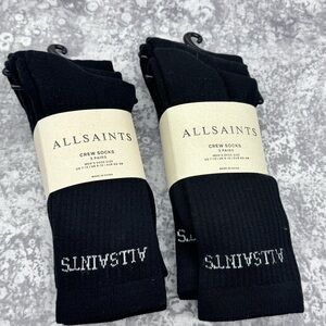 All Saints Classic Black Crew Socks - 2 packs- 3 in each pack (6 total)